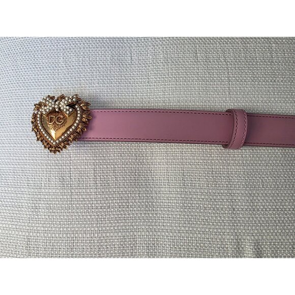 Dolce & Gabbana Devotion Heart Pearl Buckle Leather Belt Pink 75/30 Italy main image 15